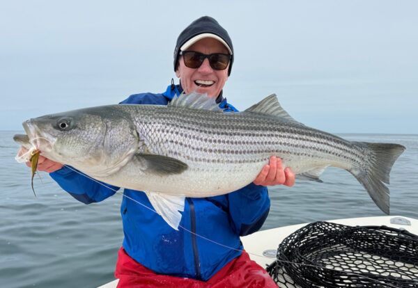Big Striped Bass on the fly in Montauk