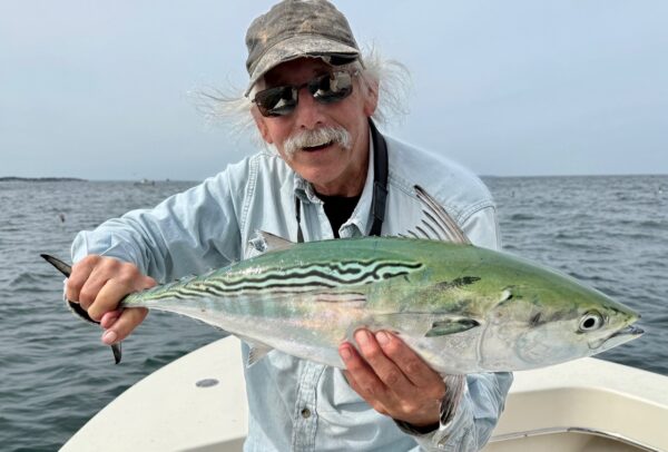 Glen Mikkelson fly fishing for Albies in Montauk with Capt. Barry Kanavy - 2025